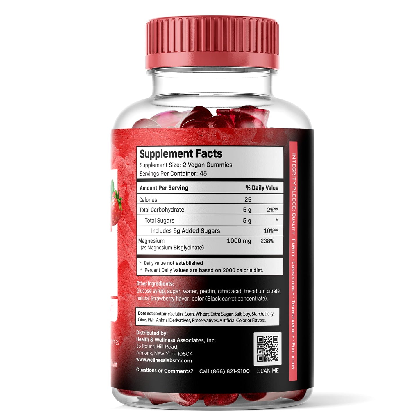 Magnesium Glycinate Gummies, 1000 mg - Magnesium Supplement to Support Relaxation, Heart Health - Chewable Calm Magnesio Gummies for Adults, Glicinato De Magnesio - Strawberry Flavor - dailyvitalstore