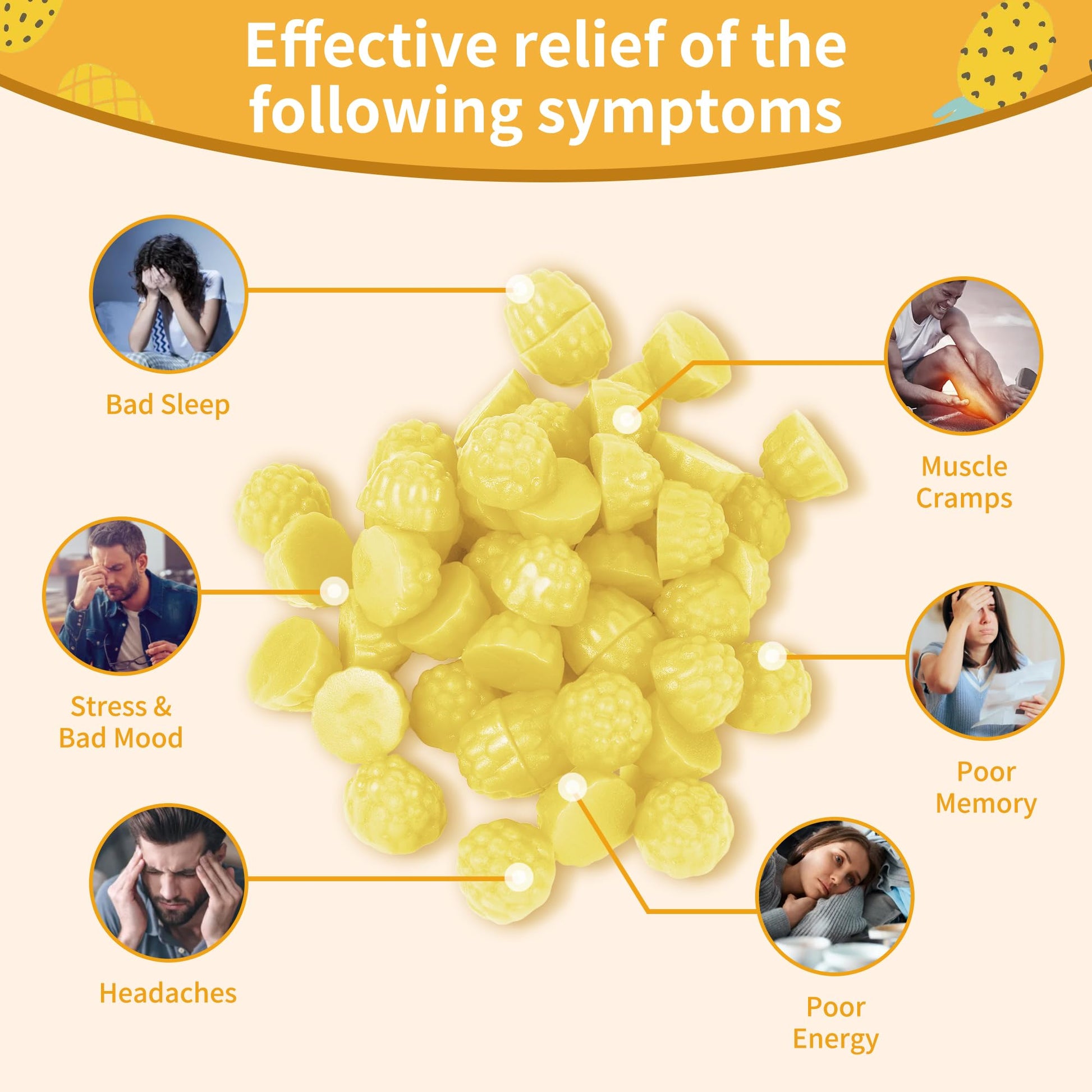 Magnesium Glycinate Gummies 1000mg - Sugar Free Magnesium Potassium Supplement with Vitamin D, B6, CoQ10 for Calm Mood & Sleep Support - 60 Pineapple Gummies -1 Pack - dailyvitalstore