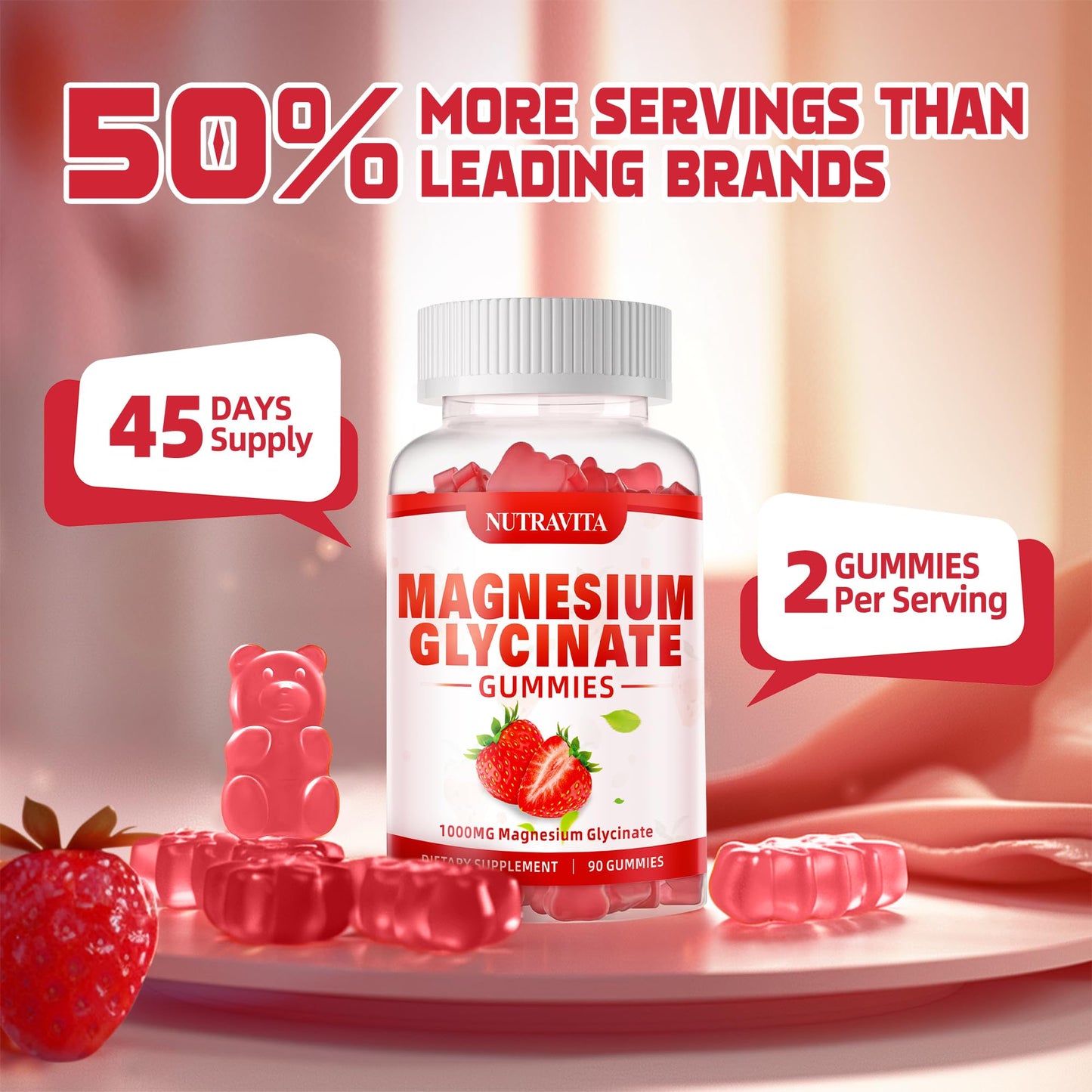 Magnesium Glycinate Gummies 1000mg with Magnesium L-Threonate,Chelated Magnesium Potassium Complex Supplement with VitD, B6, CoQ10, Calcium,Supports for Memory - dailyvitalstore