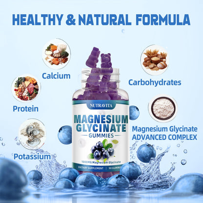 Magnesium Glycinate Gummies 1000mg with Magnesium L-Threonate,Chelated Magnesium Potassium Complex Supplement with VitD, B6, CoQ10, Calcium,Supports for Memory - dailyvitalstore
