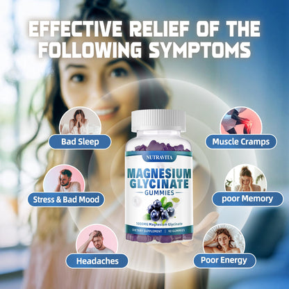 Magnesium Glycinate Gummies 1000mg with Magnesium L-Threonate,Chelated Magnesium Potassium Complex Supplement with VitD, B6, CoQ10, Calcium,Supports for Memory - dailyvitalstore