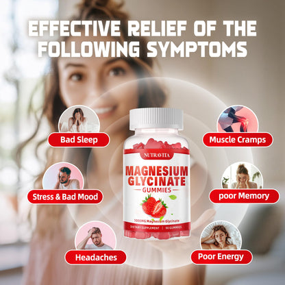 Magnesium Glycinate Gummies 1000mg with Magnesium L-Threonate,Chelated Magnesium Potassium Complex Supplement with VitD, B6, CoQ10, Calcium,Supports for Memory - dailyvitalstore