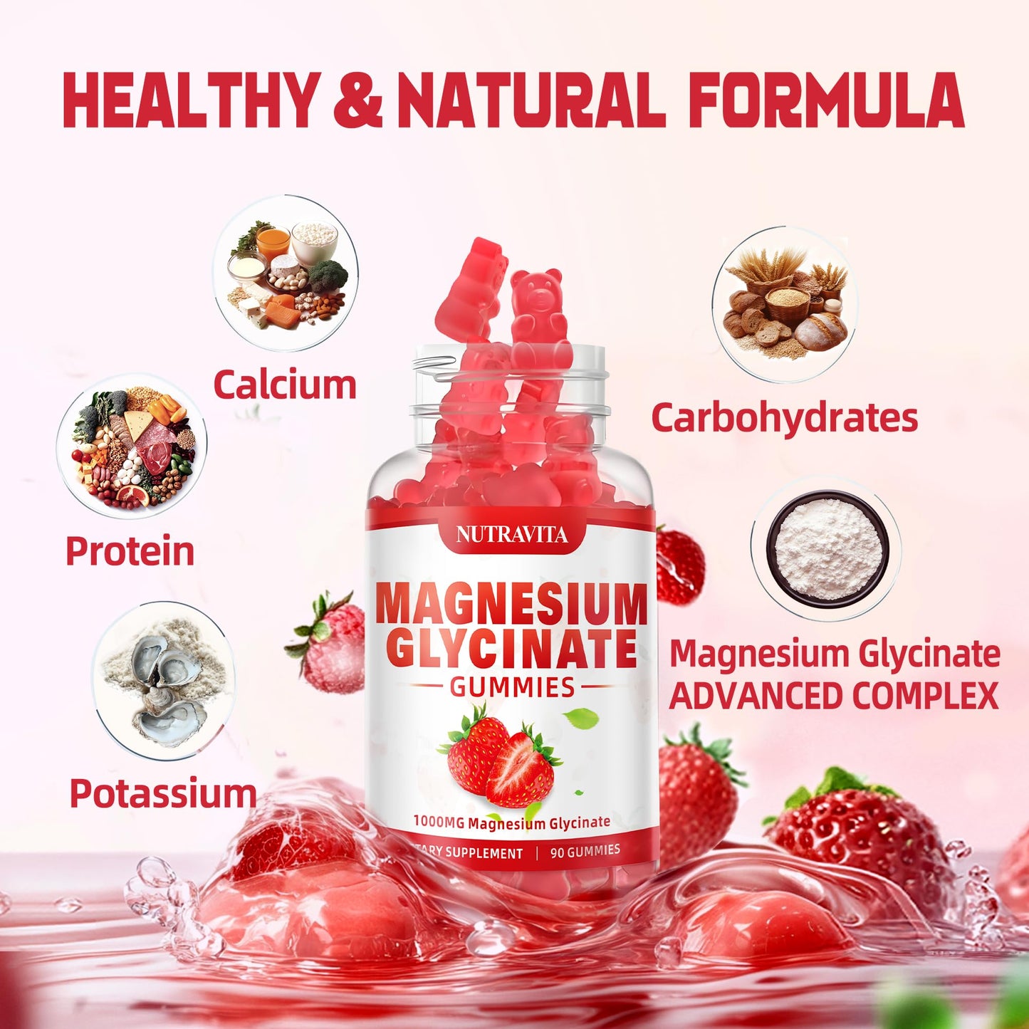Magnesium Glycinate Gummies 1000mg with Magnesium L-Threonate,Chelated Magnesium Potassium Complex Supplement with VitD, B6, CoQ10, Calcium,Supports for Memory - dailyvitalstore