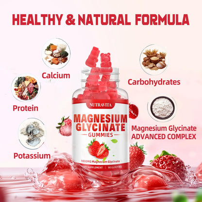 Magnesium Glycinate Gummies 1000mg with Magnesium L-Threonate,Chelated Magnesium Potassium Complex Supplement with VitD, B6, CoQ10, Calcium,Supports for Memory - dailyvitalstore