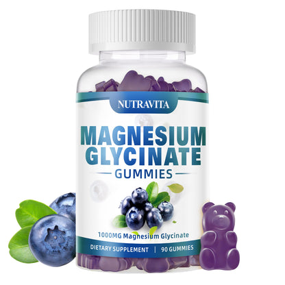 Magnesium Glycinate Gummies 1000mg with Magnesium L-Threonate,Chelated Magnesium Potassium Complex Supplement with VitD, B6, CoQ10, Calcium,Supports for Memory - dailyvitalstore