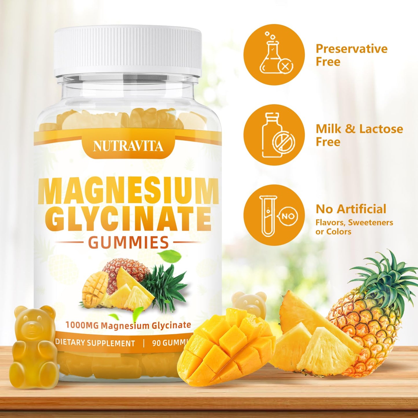 Magnesium Glycinate Gummies 1000mg with Magnesium L-Threonate,Chelated Magnesium Potassium Complex Supplement with VitD, B6, CoQ10, Calcium,Supports for Memory, Calm, - dailyvitalstore