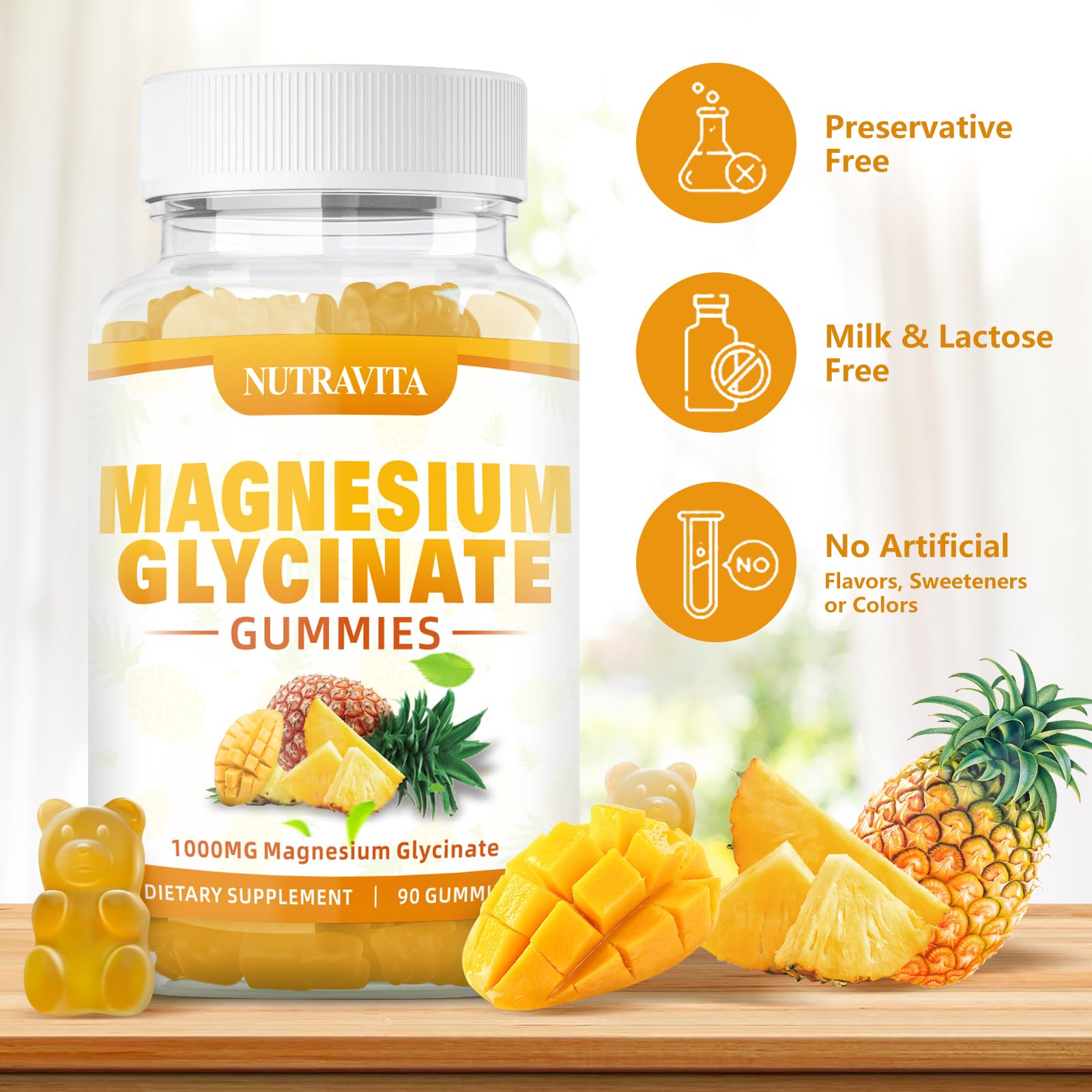 Magnesium Glycinate Gummies 1000mg with Magnesium L-Threonate,Chelated Magnesium Potassium Complex Supplement with VitD, B6, CoQ10, Calcium,Supports for Memory, Calm, - dailyvitalstore