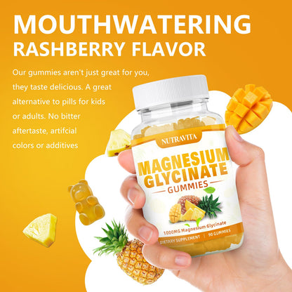 Magnesium Glycinate Gummies 1000mg with Magnesium L-Threonate,Chelated Magnesium Potassium Complex Supplement with VitD, B6, CoQ10, Calcium,Supports for Memory, Calm, - dailyvitalstore