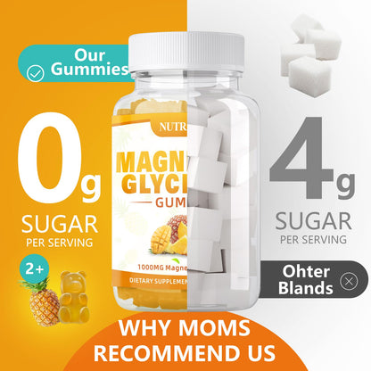 Magnesium Glycinate Gummies 1000mg with Magnesium L-Threonate,Chelated Magnesium Potassium Complex Supplement with VitD, B6, CoQ10, Calcium,Supports for Memory, Calm, - dailyvitalstore