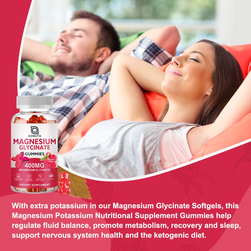 Magnesium Glycinate Gummies 400 mg with 100 mg Composite magnesium - Chelated Magnesium Potassium Supplement with Vitamin D, B6 Supports Calm, Sleep, Memory & Muscle - dailyvitalstore