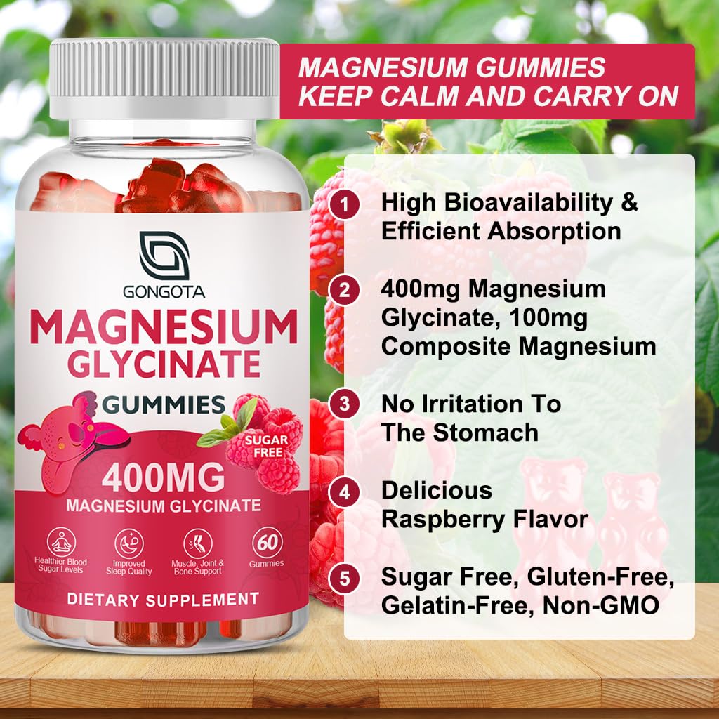 Magnesium Glycinate Gummies 400 mg with 100 mg Composite magnesium - Chelated Magnesium Potassium Supplement with Vitamin D, B6 Supports Calm, Sleep, Memory & Muscle - dailyvitalstore