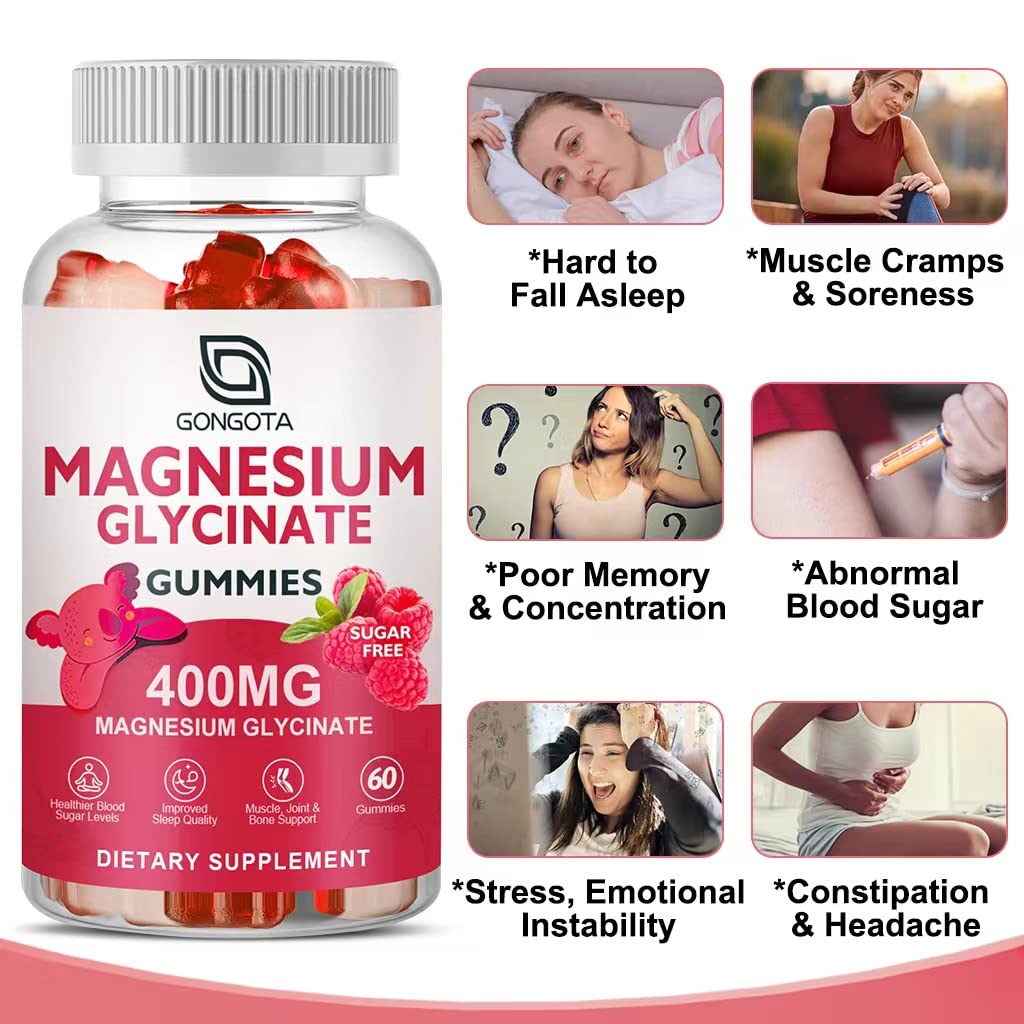Magnesium Glycinate Gummies 400 mg with 100 mg Composite magnesium - Chelated Magnesium Potassium Supplement with Vitamin D, B6 Supports Calm, Sleep, Memory & Muscle - dailyvitalstore