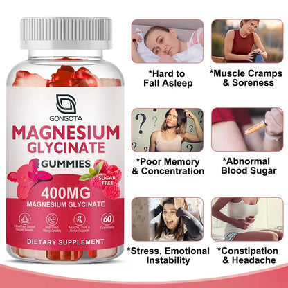 Magnesium Glycinate Gummies 400 mg with 100 mg Composite magnesium - Chelated Magnesium Potassium Supplement with Vitamin D, B6 Supports Calm, Sleep, Memory & Muscle - dailyvitalstore