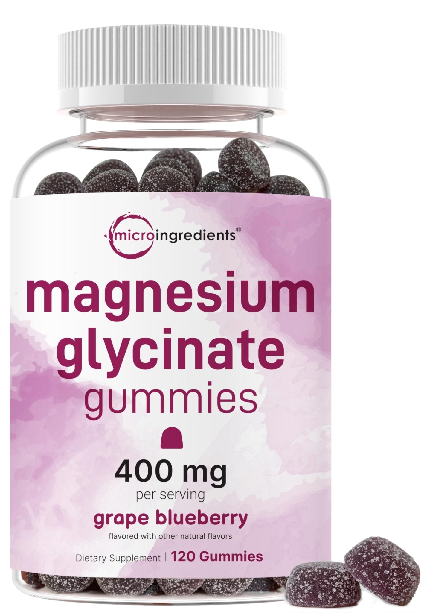 Magnesium Glycinate Gummies 400mg Per Serving, 120 Count | Natural Grape Blueberry Flavor | Potent Elemental Form + Chelated for High Absorption | Healthy Muscle, Bones, & Mood Support Supplement - dailyvitalstore