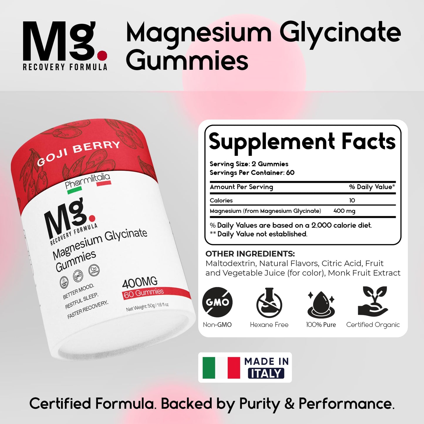 Magnesium Glycinate Gummies 400mg - Sleep Gummies for Kids & Adults - Magnesium Glycinate Chewable High Absorption for Muscle Recovery, Better Sleep & Relaxation (Gojiberry) - dailyvitalstore