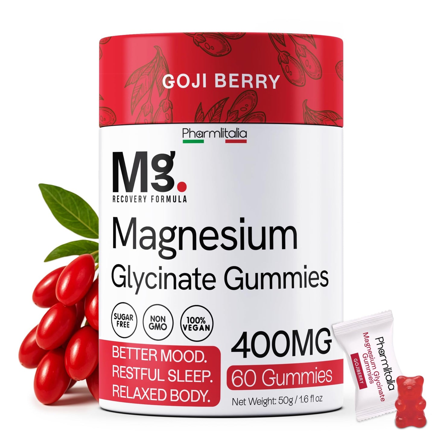 Magnesium Glycinate Gummies 400mg - Sleep Gummies for Kids & Adults - Magnesium Glycinate Chewable High Absorption for Muscle Recovery, Better Sleep & Relaxation (Gojiberry) - dailyvitalstore