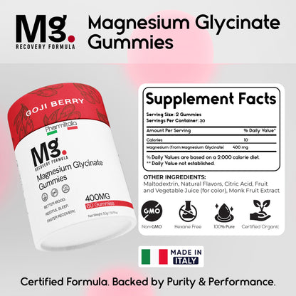 Magnesium Glycinate Gummies 400mg - Sleep Gummies for Kids & Adults - Magnesium Glycinate Chewable High Absorption for Muscle Recovery, Better Sleep & Relaxation (Gojiberry) - dailyvitalstore