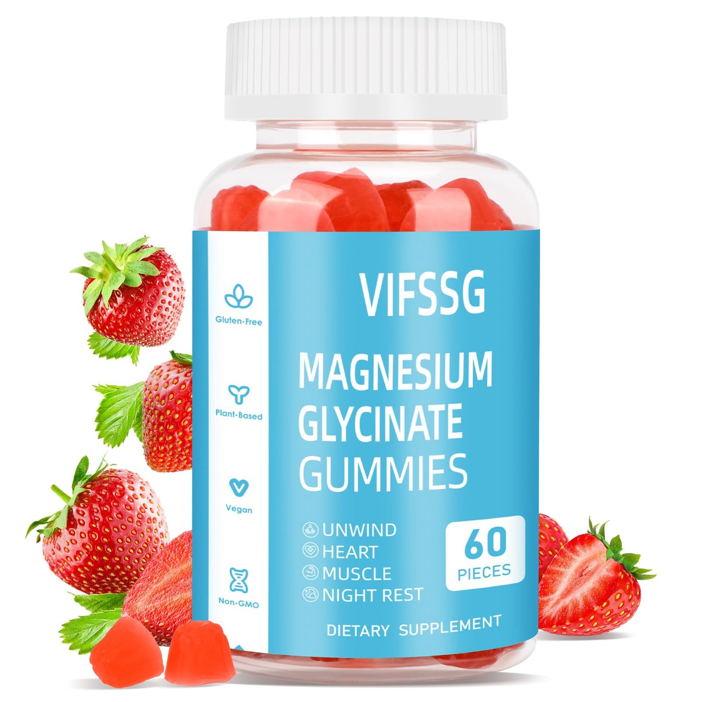Magnesium Glycinate Gummies 400mg, Sugar Free Gummies with Magnesium L-Threonate 200mg - Magnesium Supplement Chewable Gummies for Women & Men Vegan, Organic Gummies 60 Count - dailyvitalstore
