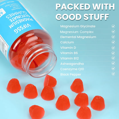 Magnesium Glycinate Gummies 400mg, Sugar Free Gummies with Magnesium L-Threonate 200mg - Magnesium Supplement Chewable Gummies for Women & Men Vegan, Organic Gummies 60 Count - dailyvitalstore