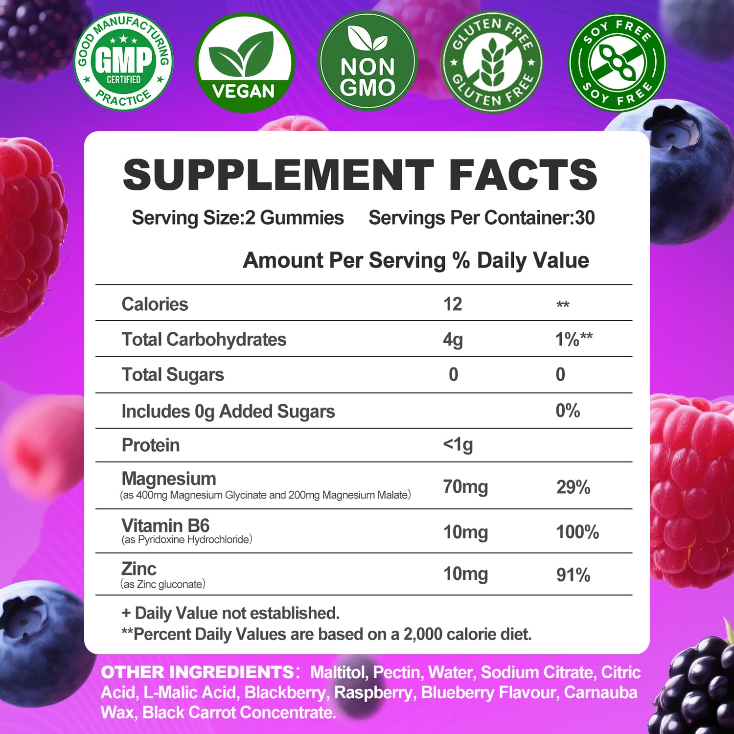 Magnesium Glycinate Gummies 400mg, Sugar Free Mаgnеsium Gummiеs for Adults with Magnesium Malate, Zinc, and Vitamin B6 for Sleep, Body Support and Relaxation, Non GMO, 60 Count-Multi-Flavor - dailyvitalstore