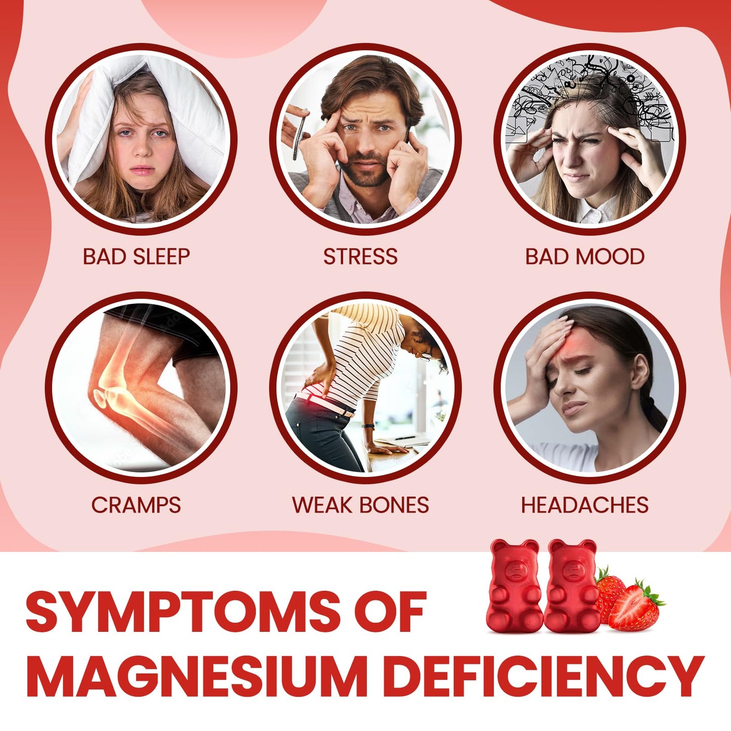 Magnesium Glycinate Gummies 500mg - Magnesium Supplement with Vitamin B6 for Adults & Magnesium for Kids - Calm Magnesium for Sleep, Mood, Muscle Support - Strawberry Flavor, 60 Gummies - dailyvitalstore