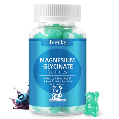 Magnesium Glycinate Gummies 500mg, Sugar-Free for Adults & Kids, Magnesium Gummies for Sleep, Stress & Muscle Relief, Supports Bone & Nerve Health, Vegan, Pectin-Based, 60 Count, Blueberry Flavor - dailyvitalstore