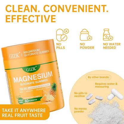 Magnesium Glycinate Gummies 500mg – Sugar Free Magnesium Gummies for Sleep, Stress, Muscle & Nerve Support – for Adults & Kids 4+, Vegan, - dailyvitalstore