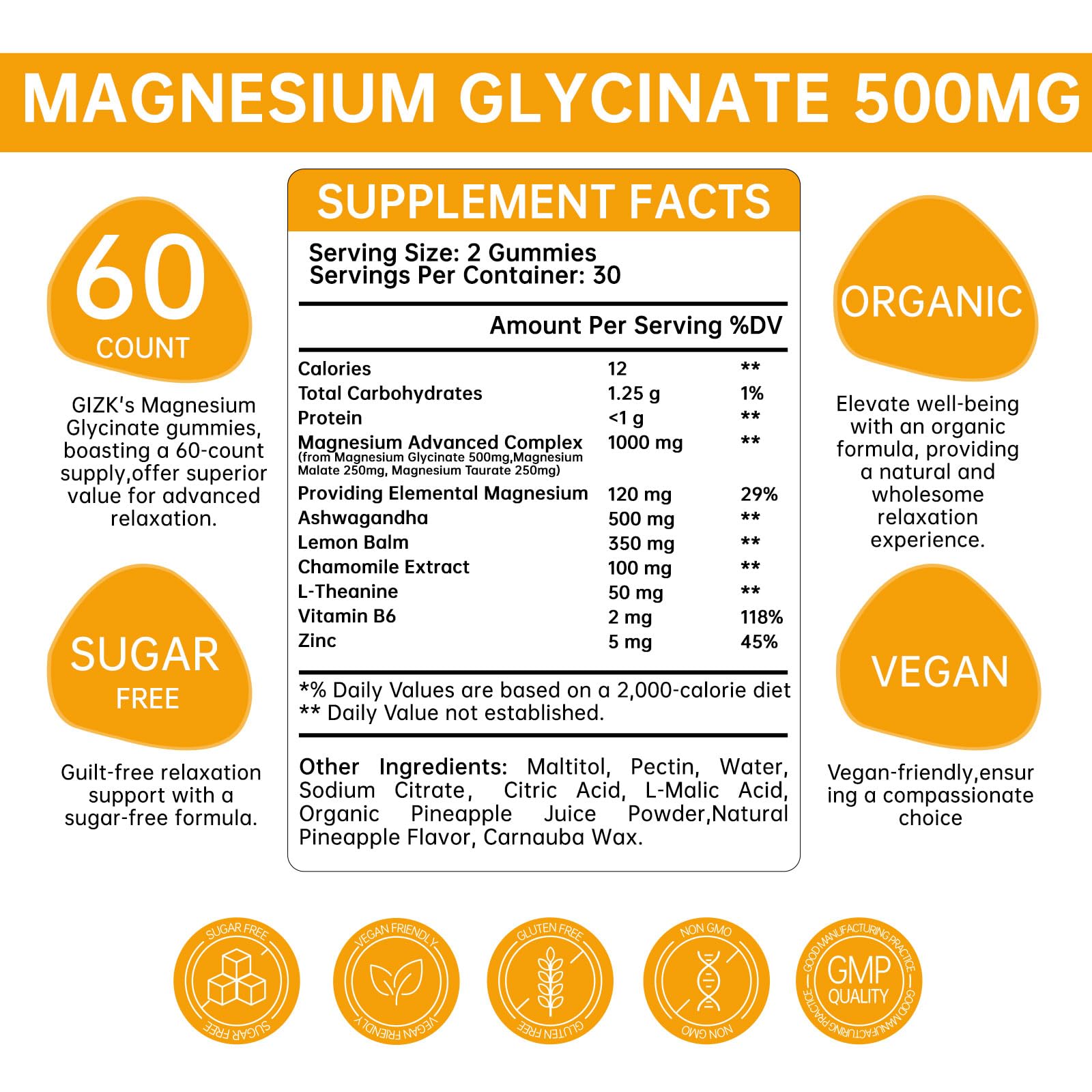 Magnesium Glycinate Gummies 500mg – Sugar Free Magnesium Gummies for Sleep, Stress, Muscle & Nerve Support – for Adults & Kids 4+, Vegan, - dailyvitalstore