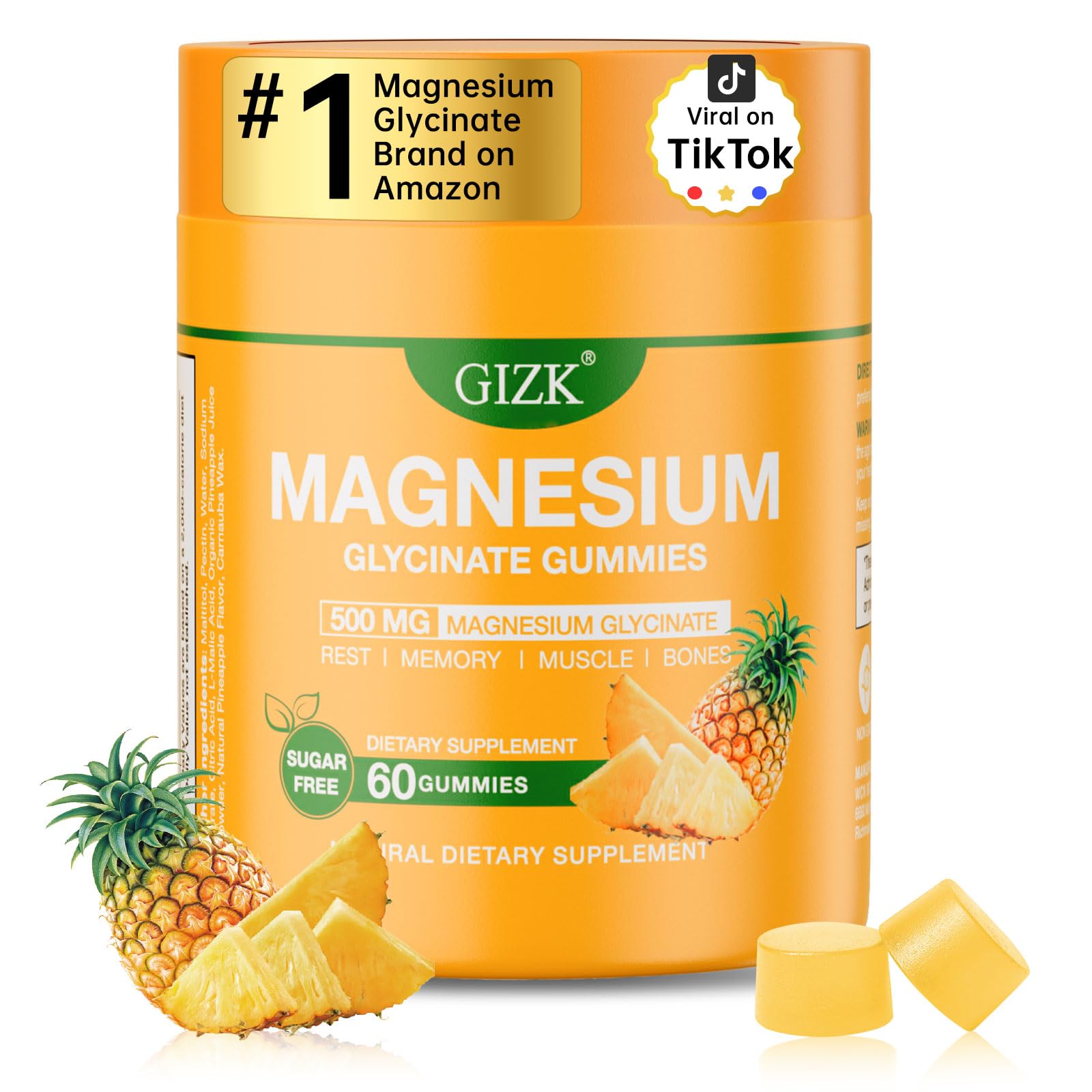 Magnesium Glycinate Gummies 500mg – Sugar Free Magnesium Gummies for Sleep, Stress, Muscle & Nerve Support – for Adults & Kids 4+, Vegan, - dailyvitalstore