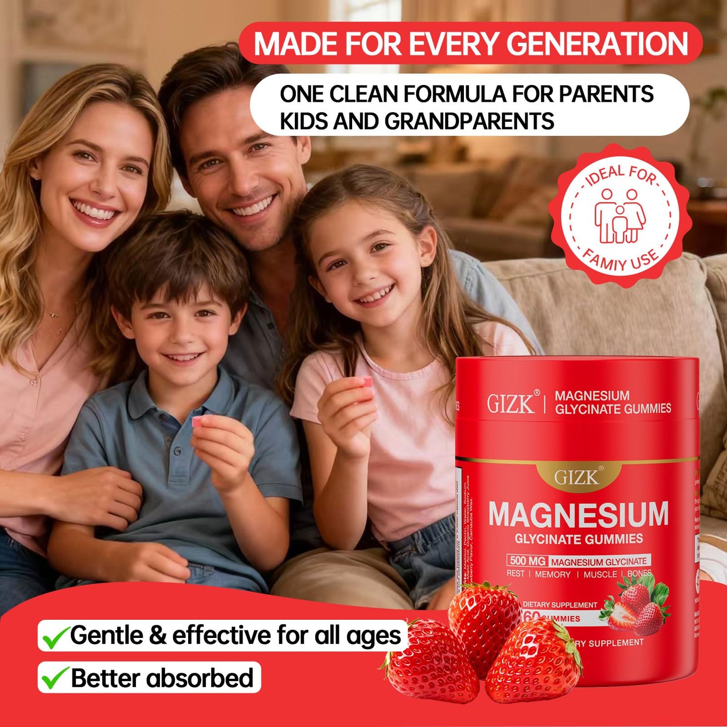 Magnesium Glycinate Gummies 500mg – Sugar Free Magnesium Gummies with L-Theanine - Sleep, Calm, Stress Relief for Adults & Kids 4+ - dailyvitalstore