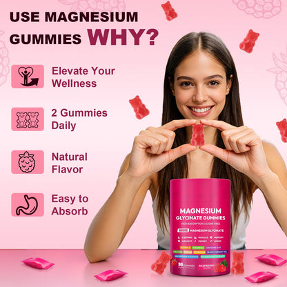 Magnesium Glycinate Gummies 600mg, High Absorption Magnesium Complex, Sugar Free Chewables Gummies with VitaminD & B6 - dailyvitalstore