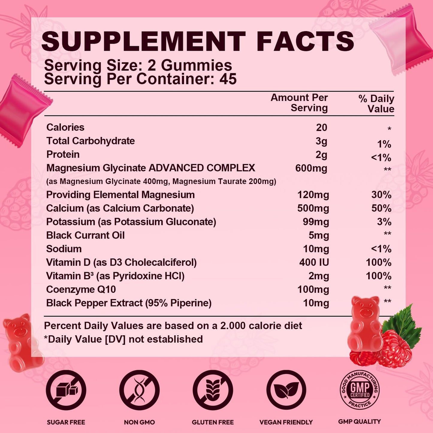 Magnesium Glycinate Gummies 600mg, High Absorption Magnesium Complex, Sugar Free Chewables Gummies with VitaminD & B6 - dailyvitalstore