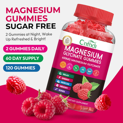 Magnesium Glycinate Gummies 600mg, High Absorption Magnesium Gummies, Black Currant Oil, Calcium, Vitamin B6, Sugar Free Chews for Adults & Kids Relaxation, Stress Relief, Night Rest - dailyvitalstore