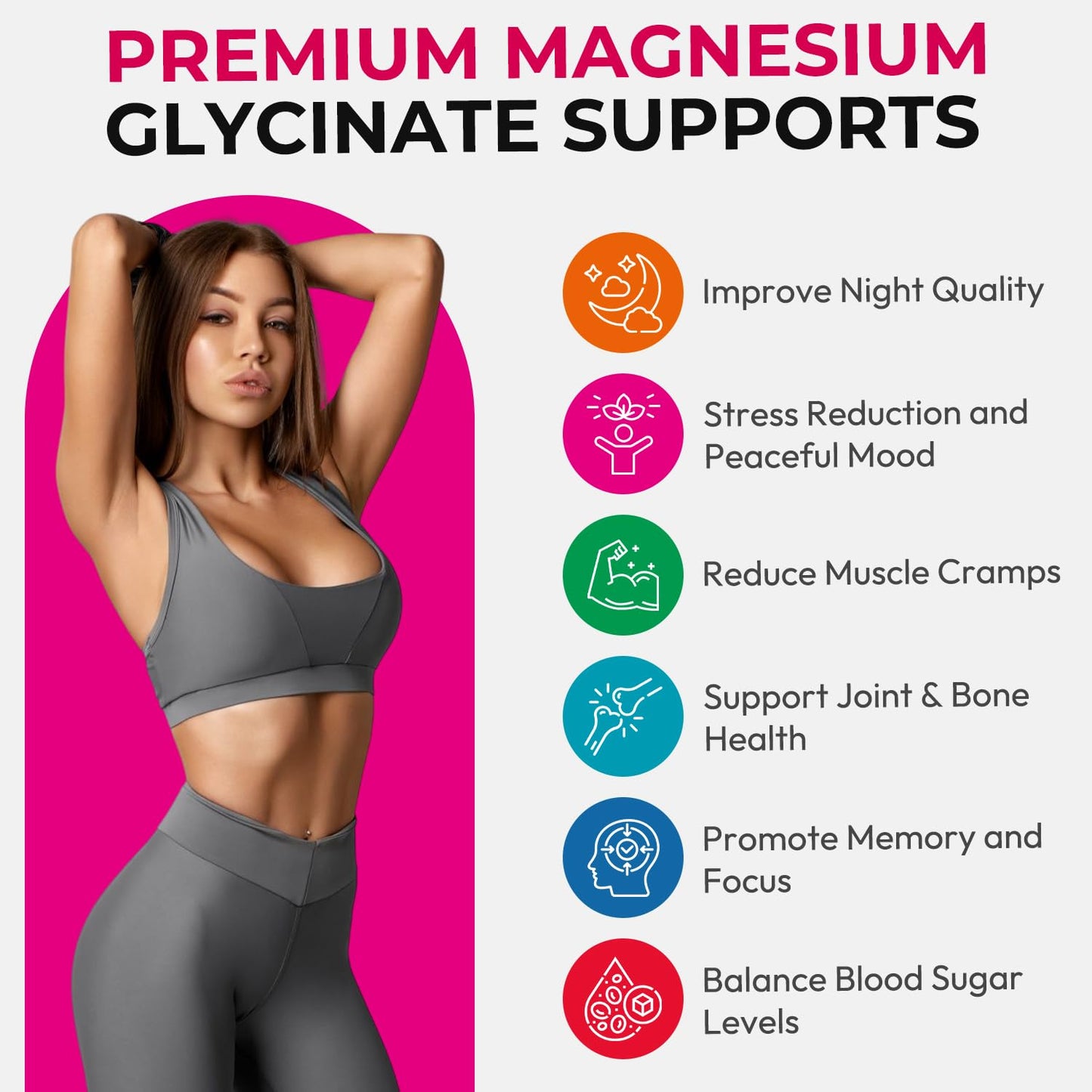 Magnesium Glycinate Gummies 600mg, High Absorption Magnesium Gummies, Black Currant Oil, Calcium, Vitamin B6, Sugar Free Chews for Adults & Kids Relaxation, Stress Relief, Night Rest - dailyvitalstore