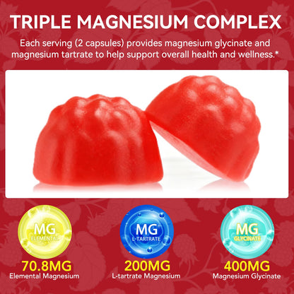 Magnesium Glycinate Gummies 600mg – Sugar-Free High Absorption Magnesium with L-Threonate, Supports Relaxation, Calm & Restful Sleep, - dailyvitalstore
