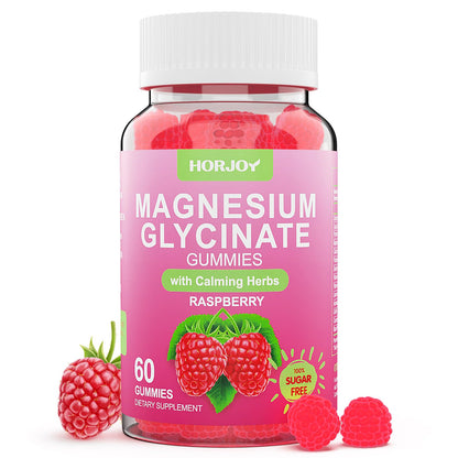 Magnesium Glycinate Gummies 600mg, Sugar Free Magnesium Gummies for Adults with Ashwagandha, Lemon Balm & GABA for Sleep, Mood Support and Relaxation, Vegan, 60 Raspberry - dailyvitalstore