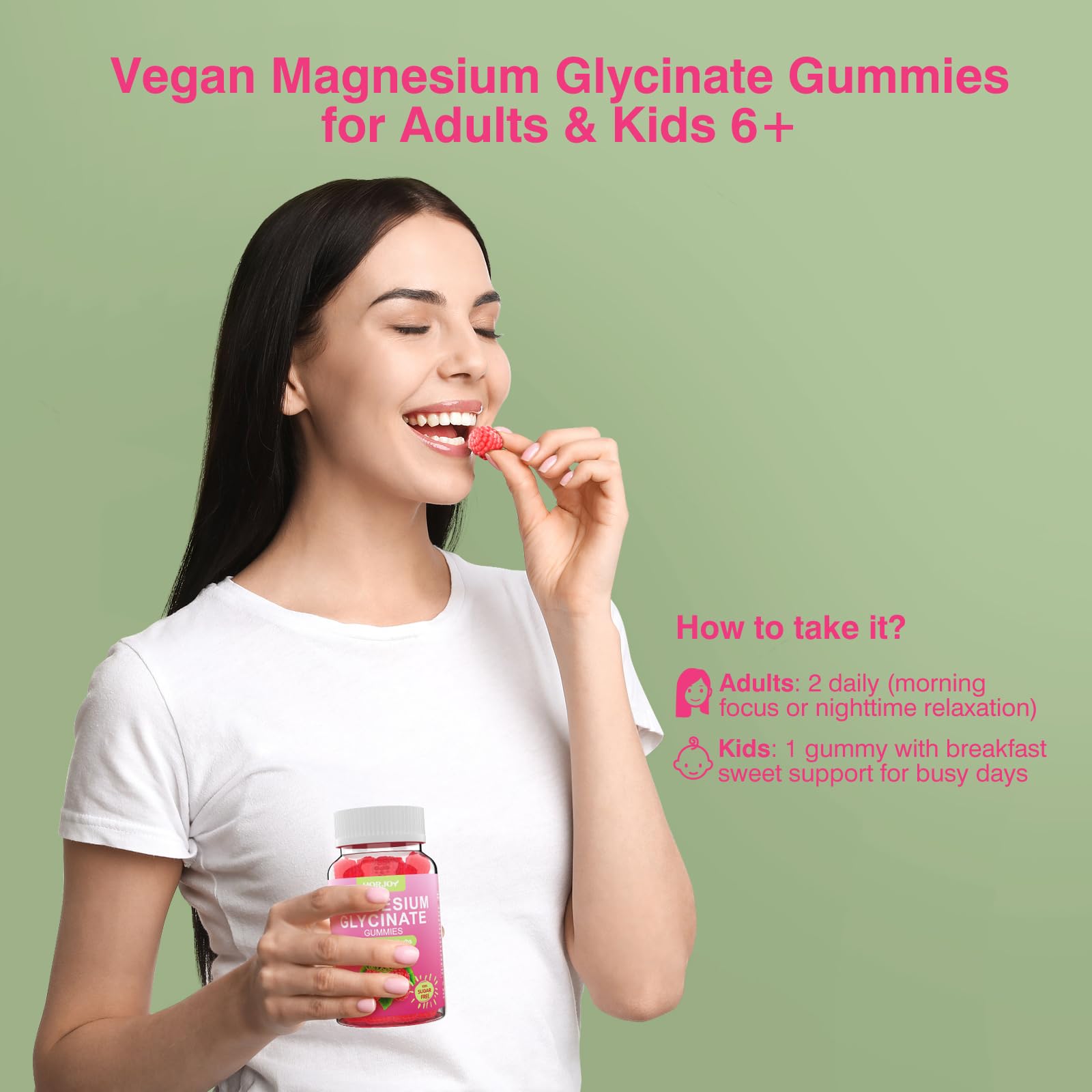 Magnesium Glycinate Gummies 600mg, Sugar Free Magnesium Gummies for Adults with Ashwagandha, Lemon Balm & GABA for Sleep, Mood Support and Relaxation, Vegan, 60 Raspberry - dailyvitalstore