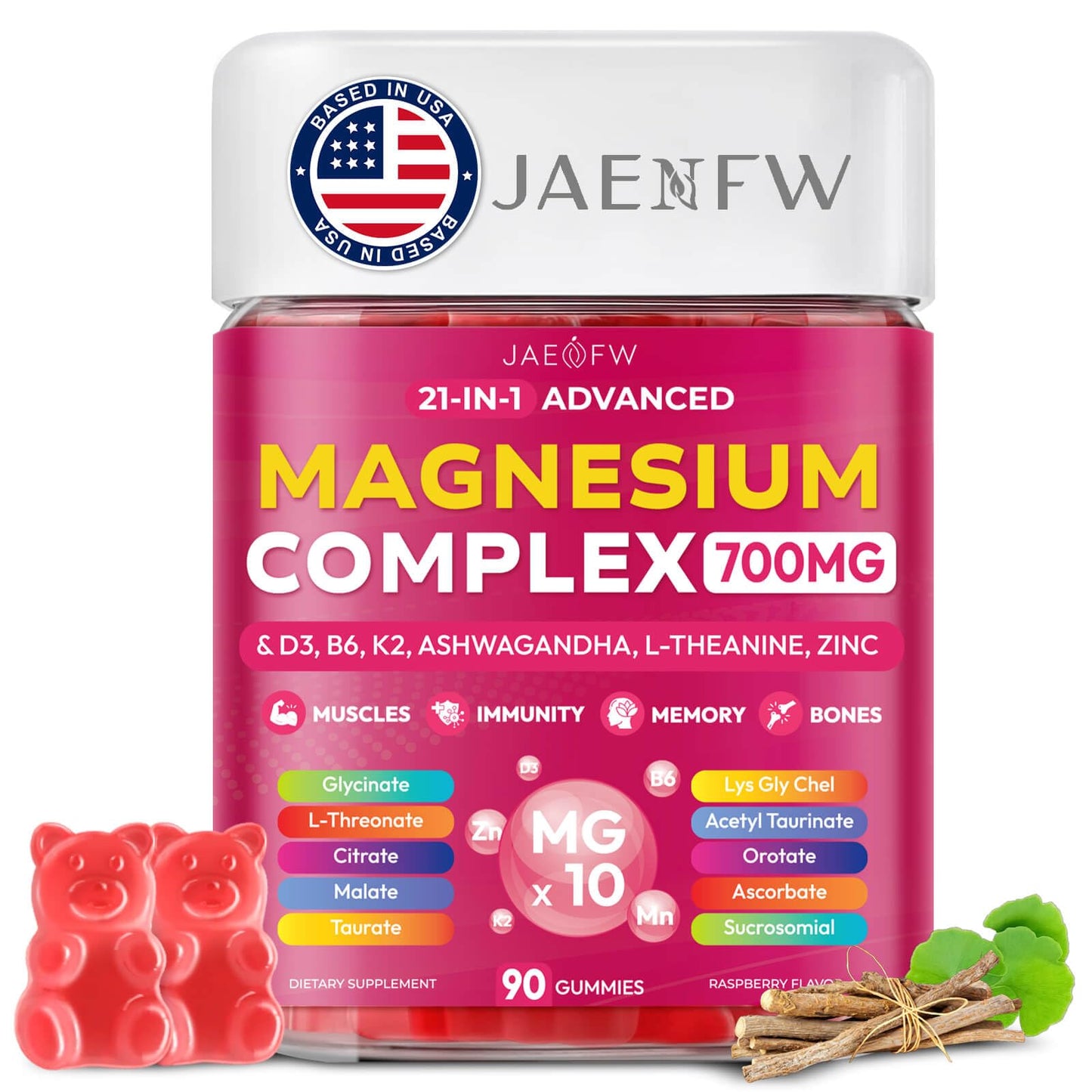 Magnesium Glycinate Gummies 700MG - 21-in-1 Advanced Magnesium Supplement with Ashwagandha, L-Theanine, Zinc, Vitamin - Sugar Free Magnesium Gummies for zzZ - dailyvitalstore