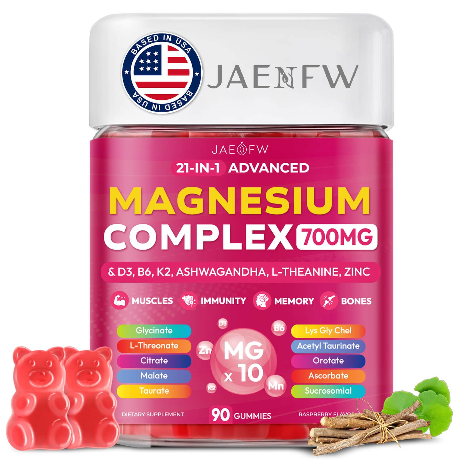 Magnesium Glycinate Gummies 700MG - 21-in-1 Advanced Magnesium Supplement with Ashwagandha, L-Theanine, Zinc, Vitamin - Sugar Free Magnesium Gummies for zzZ - dailyvitalstore