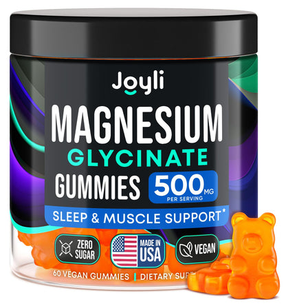 Magnesium Glycinate Gummies for Adults 500mg - Chewable Magnesium Glycinate for Kids Sleep, Glicinato De Magnesio para Mujeres, 60 Count - dailyvitalstore
