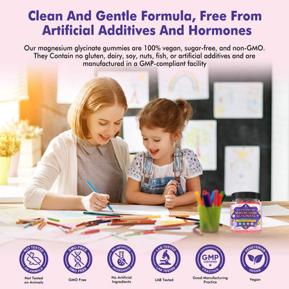 Magnesium Glycinate Gummies for Kids 4+ & Adults- Magnesium Glycinate 150/300 mg for Natural Sleep, Relaxation & Calm Support, Melatonin Free, Sugar Free Strawberry Flavor, 60 Ct - dailyvitalstore