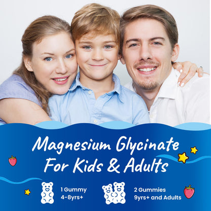 Magnesium Glycinate Gummies for Kids - with L-Theanine, Omega-3, Vitamin B6, D3, Zinc - Kids Magnesium Gummies for Sleep, Relaxation, Calm & Focus - Sugar Free Strawberry 60ct - dailyvitalstore