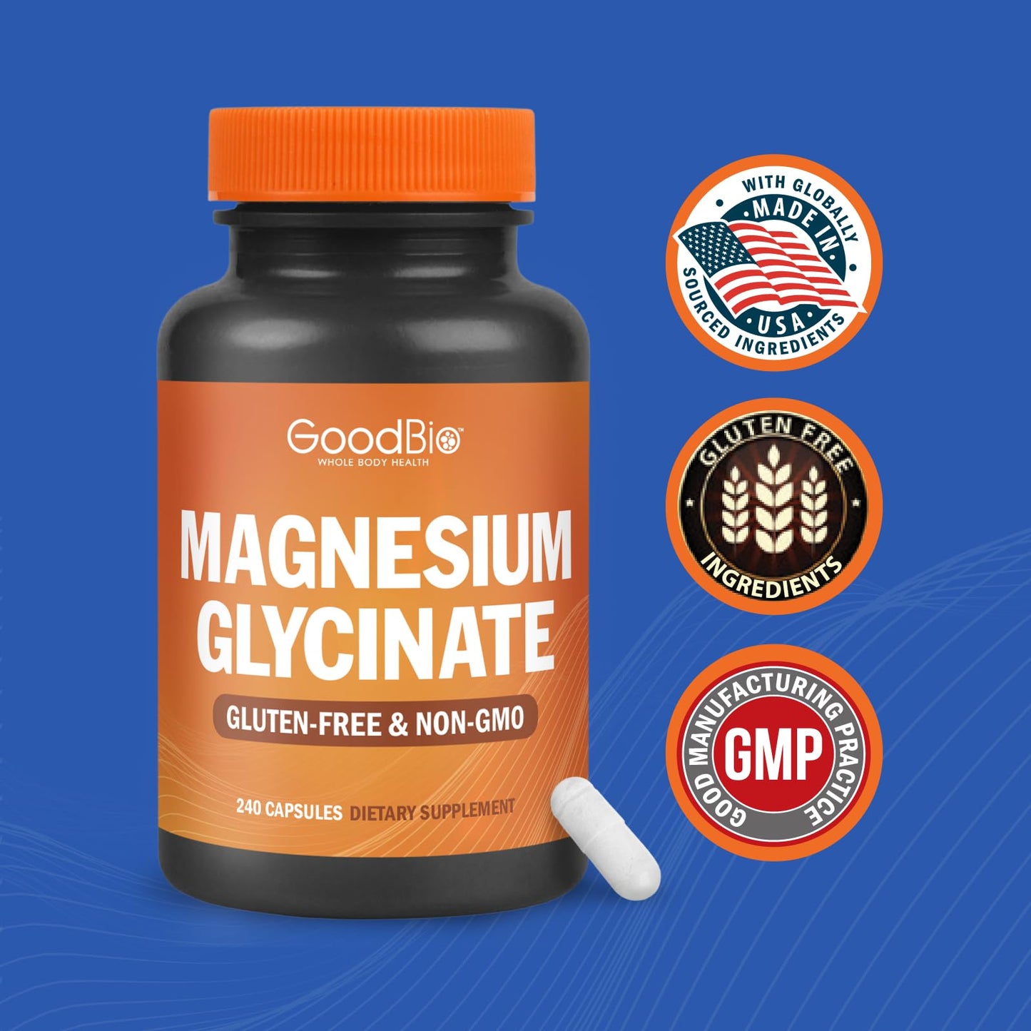 Magnesium Glycinate - High Absorption Magnesium Supplement 500mg Per Serving for Stress Relief, Sleep, Heart and Bone Health, Nerve Support - Non-GMO, Gluten-Free, Gentle on Stomach, 240 Capsules - dailyvitalstore