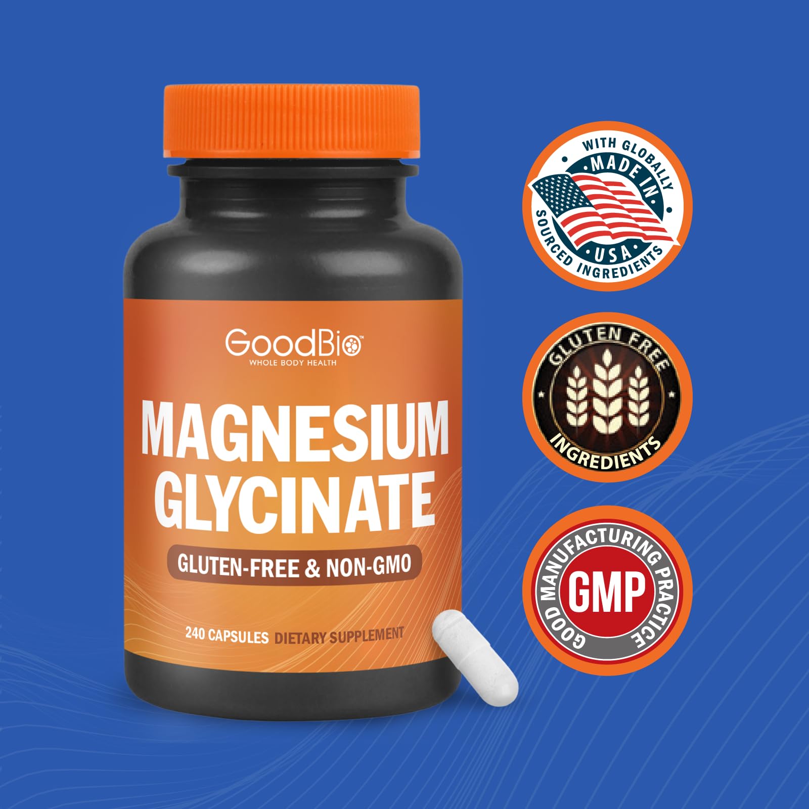 Magnesium Glycinate - High Absorption Magnesium Supplement 500mg Per Serving for Stress Relief, Sleep, Heart and Bone Health, Nerve Support - Non-GMO, Gluten-Free, Gentle on Stomach, 240 Capsules - dailyvitalstore