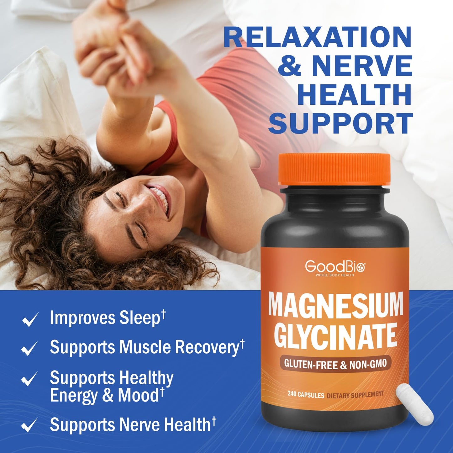 Magnesium Glycinate - High Absorption Magnesium Supplement 500mg Per Serving for Stress Relief, Sleep, Heart and Bone Health, Nerve Support - Non-GMO, Gluten-Free, Gentle on Stomach, 240 Capsules - dailyvitalstore