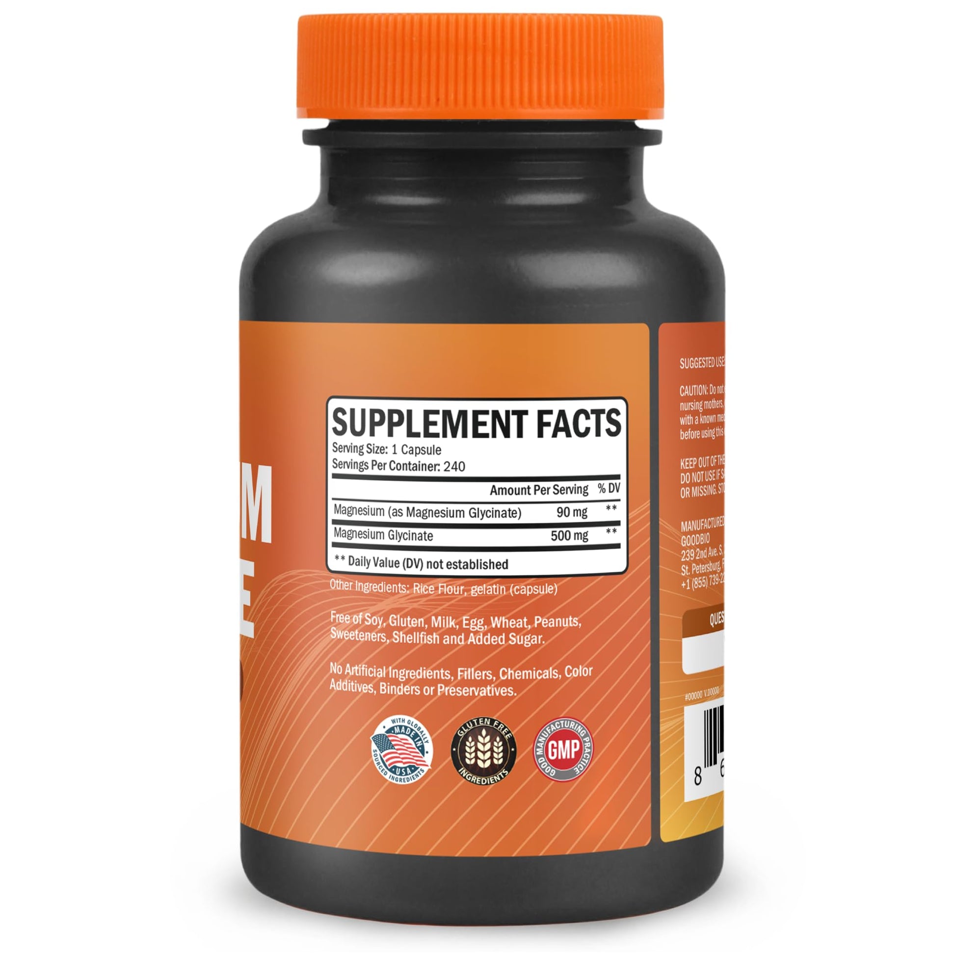 Magnesium Glycinate - High Absorption Magnesium Supplement 500mg Per Serving for Stress Relief, Sleep, Heart and Bone Health, Nerve Support - Non-GMO, Gluten-Free, Gentle on Stomach, 240 Capsules - dailyvitalstore