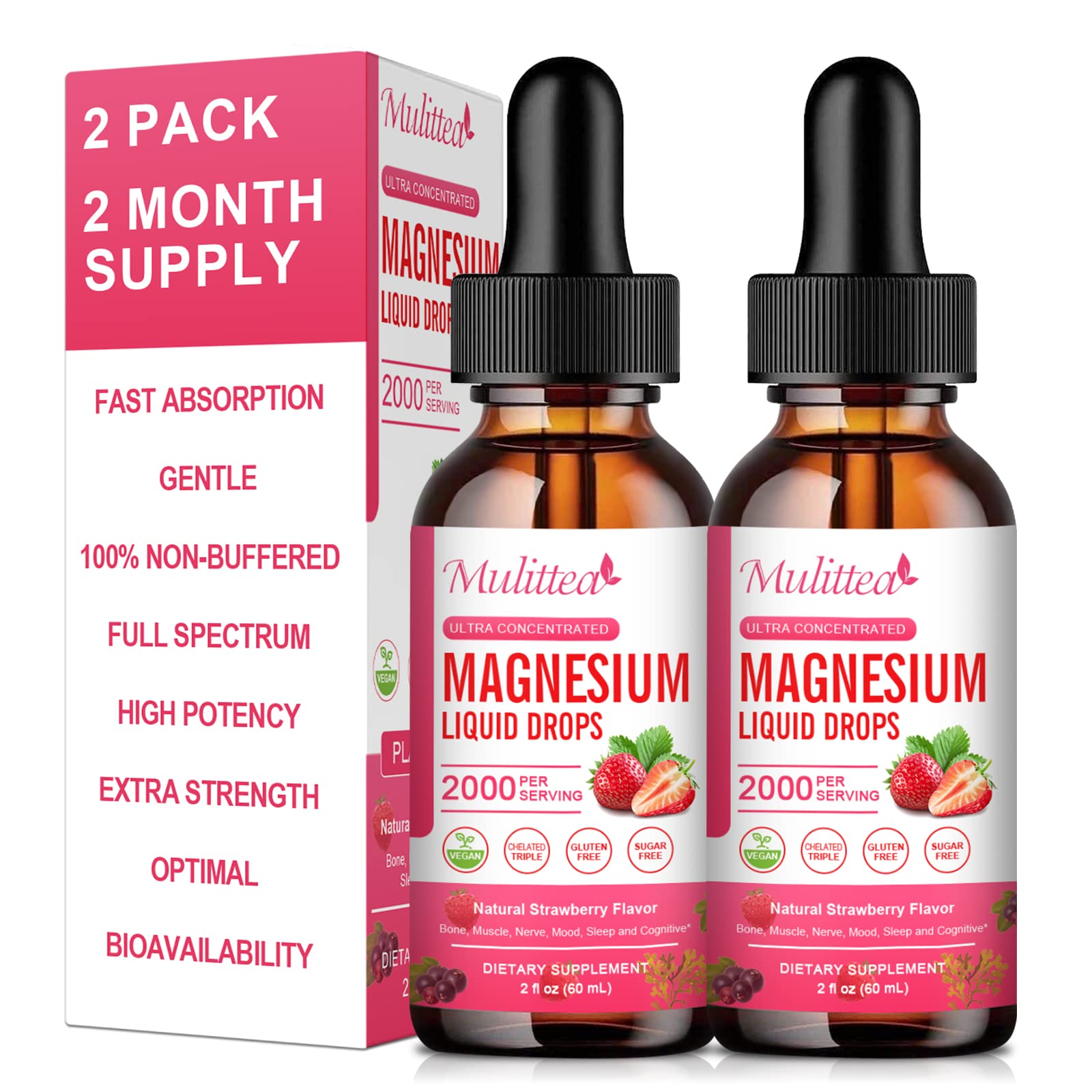 Magnesium Glycinate Liquid, High Potency Magnesium Glycinate, Citrate, Sugar Free Vegan Non-GMO Complex Supplement Promotes Nerv,Relaxation,Muscle,Sleep Support* - dailyvitalstore