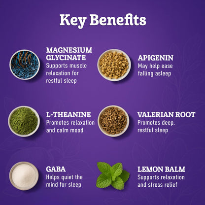 Magnesium Glycinate Powder for Sleep - Magnesium Sleep Aid Without Melatonin - Natural Sleep Drink Mix with GABA, L-Theanine, Apigenin, Valerian & Lemon Balm - dailyvitalstore