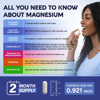 Magnesium Glycinate - Sleep & Relaxation Support - Extra Strength Glycinate, Glycine & Taurine 1500 mg - Magnesium Supplement for Women & Men - Chelated & High Absorption - Made in USA - 120 Capsules - dailyvitalstore
