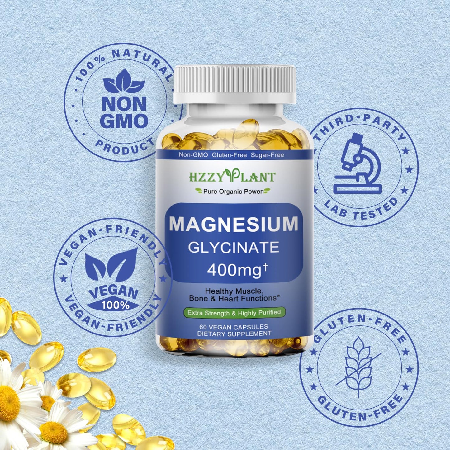 Magnesium Glycinate Softgels, High Absorption Magnesium Glycinate 400mg Supplement for Muscle, Heart, Sleep & Bone Support, Bisglycinate Softgel Capsules Supplement, Vegan, Non-GMO, 2 Month Supply - dailyvitalstore
